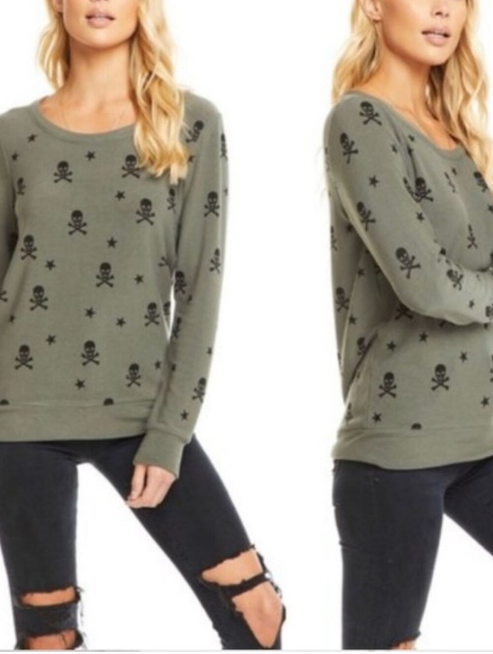 Chaser Gray Skull Pullover Long Sleeve Set Size Small
